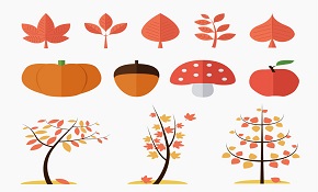 12 flat autumn plant vector